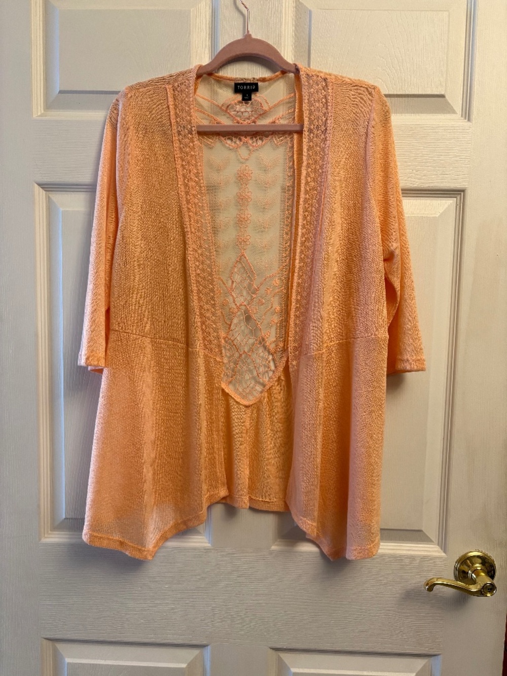 Torrid 3/4 Sleeve Open Lace Boho Cardigan